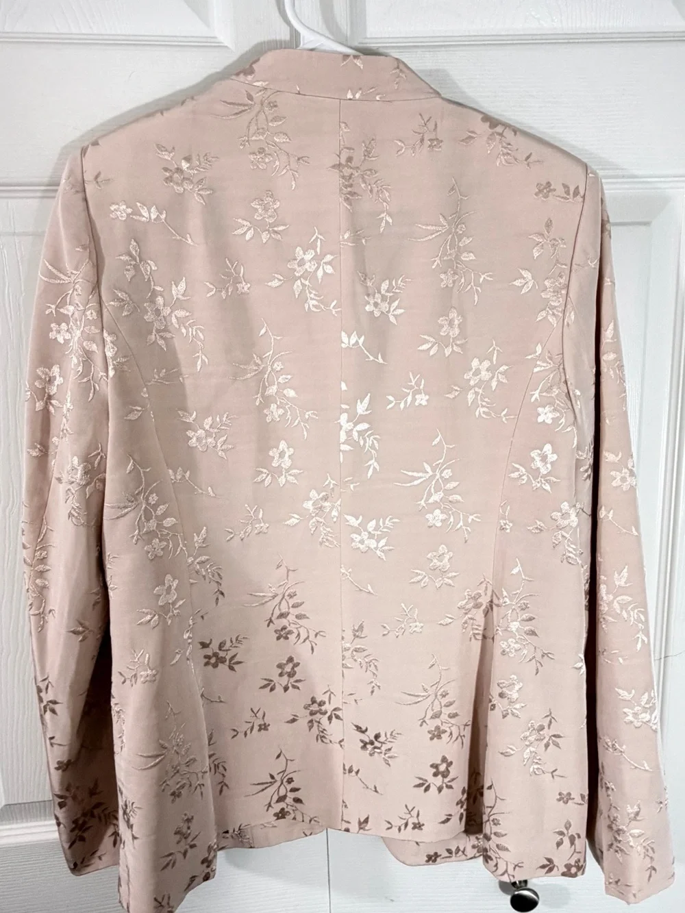 Calvin Klein Floral Jacquard Open Front Blazer Blush Womens 10 Elegant Chic